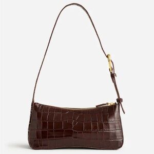 Madewell Leather Dark Brown Crocodile-Embossed Bag in Like New Condition